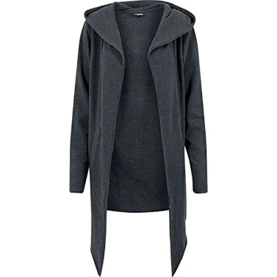 Immagine di Urban Classics LONG Hooded OPEN EDGE Cardigan Felpa con zip, Uomo, Taglia: 5XL, Charcoal