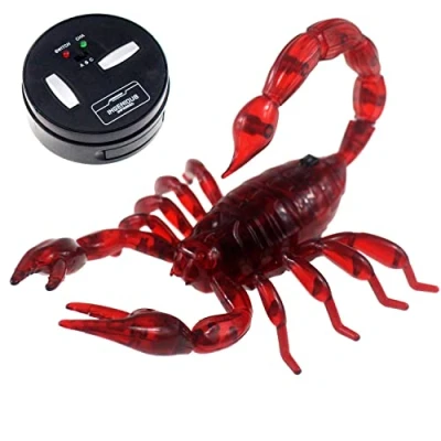 Immagine di Escomdp Scorpione radiocomandato realistico con telecomando a forma di animale, elettronico, giocattolo spaventoso per Halloween, regalo compleanno bambini (rosso)