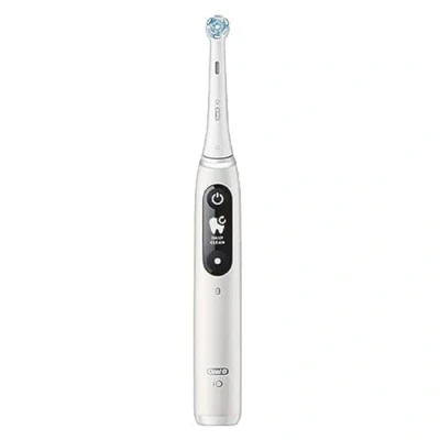Immagine di Oral B Spazzolino Elettrico Ricaricabile iO 6N, Sensore di Pressione, Display Interattivo, Intelligenza Artificiale, 2 Testine, 1 Spazzolino, Custodia da Viaggio, Bianco, Idea Regalo