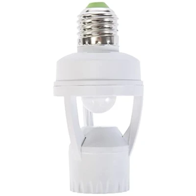 Immagine di Electraline 58309 Portalampada (Base Lampadina E27) con Sensore Crepuscolare e di Movimento, Bianco