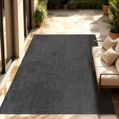 Immagine di Paco Home Tappeto Per Esterno Balcone Terrazza Cucina Monocolore Mélange, Dimensione:160x220 cm, Colore:Antracite