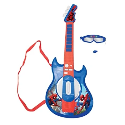 Immagine di Lexibook K260SP Spider Man Chitarra Elettronica illuminata, Occhiali con Microfono, Canzoni Demo, MP3 Plug, Blu/Rosso, Multicolore