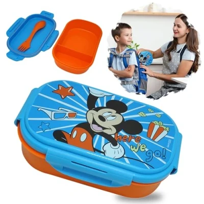 Immagine di SRV Hub® contenitore per il pranzo con Spork a due scomparti, senza BPA, alimenti la scuola e bambini, in plastica, unisex, misura 20 cm