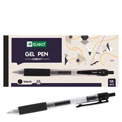 Immagine di D.RECT 0907 Penna a sfera con impugnatura gommata, confezione da 12, colore: Nero
