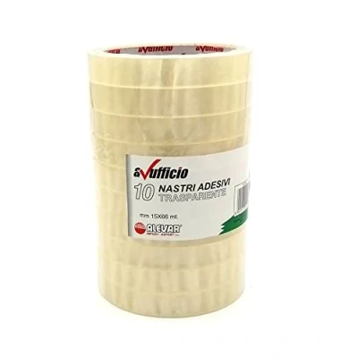 Immagine di Alevar Nastro Adesivo Trasparente mm 15x66 mt, Confezione da 10 Pezzi