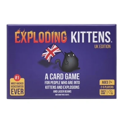Immagine di Exploding Kittens UK Edition Proper Cheeky Fun for British Family Game Nights Hilarious Card Games Ages 7 and Up 56 Cards