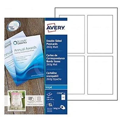 Immagine di Avery Set per cartoncini di auguri 128x82mm Rif. C2318 25, colore: Bianco opaco