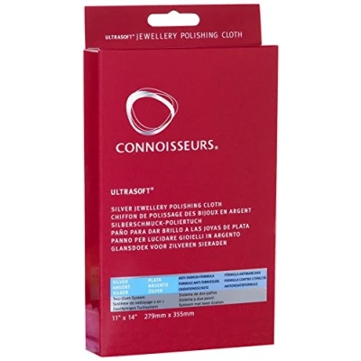 Immagine di Connoisseurs Pulizia Gioielli Argento Panno Ultra Sottile Lucida, Pulisce e Ridona Lucentezza 100% Fibra di Cotone 28 x 35cm