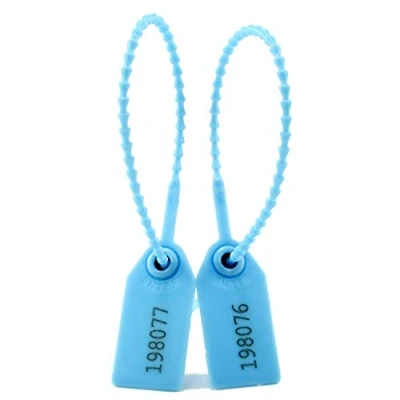 Immagine di 100pcs Pull Tite Tamper Sigilli Numerati Zip Fascette di Sicurezza in Plastica Etichette Autobloccanti Antimanomissione (Azzurro)