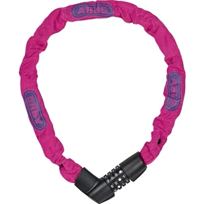 Immagine di ABUS lucchetto a catena Tresor 1385/75 Neon combinazione in acciaio temprato quadrata spessa 6 mm livello di sicurezza 75 cm Rosa
