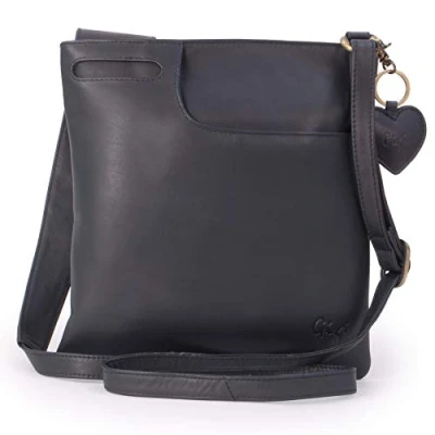 Immagine di Gigi Vera Pelle Borse a Spalla da donna/Borsa Tracolla/Borsa Mano/con ciondolo forma di cuore/Tracolla regolabile 2057 BLU SCURO
