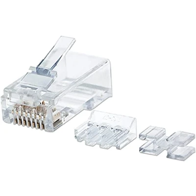Immagine di Intellinet Kabel 80pz. Cat6a connettore modulare RJ45 Pro line UTP 3 punti contatto cavo per pieno 80 spina nel bicchiere 50 μ contatti