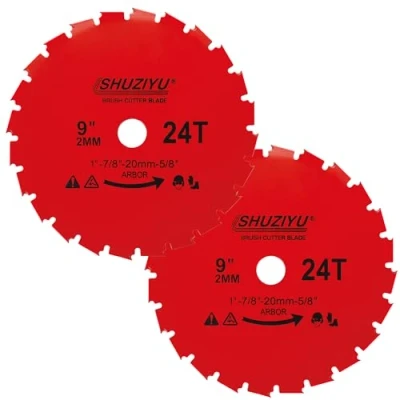 Immagine di LSHUZIYU, 2Pez Set, 225x2mm 24T, Foro Centrale 25.4mm Con Rondella 22.23 20 16mm, Lama per Decespugliatore, Disco Decespugliatore.