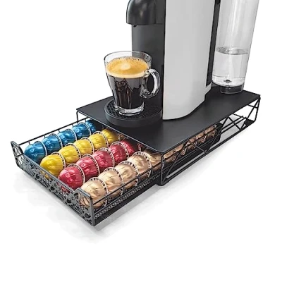 Immagine di RECAPS Porta capsule di caffè Cassetto portaoggetti Organizer da cucina compatibile con Vertuoline Stores 40 Colore nero