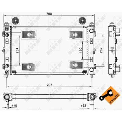 Immagine di NRF EASY FIT 50232 Radiatore motore Alluminio 622 378 32 con parti annesse Alette di raffreddamento saldate CHRYSLER: Stratus Cabrio