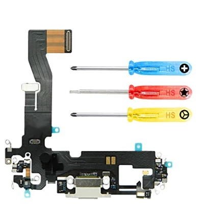 Immagine di MMOBIEL Connettore dock compatibile con iPhone 12/12 Pro 2020 Cavo flessibile per Porta di ricarica cuffie/microfono/antenna ricambio Incl. Cacciaviti Nero