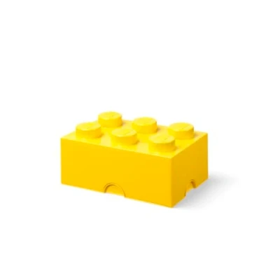 Immagine di LEGO Storage Brick Scatola portaoggetti impilabile a 6 pomelli, 8,47 l, in plastica, con coperchio, per scrivania, riporre i giocattoli, colore: giallo