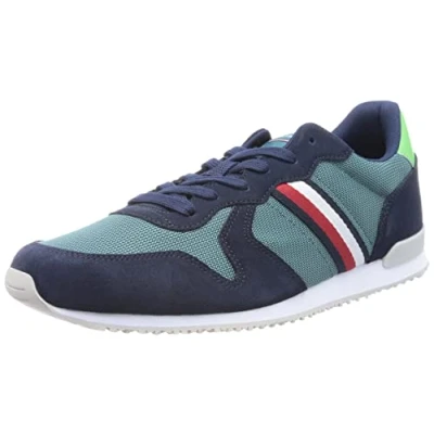 Immagine di Tommy Hilfiger ICONIC SEASONAL MIX RUNNER, Sneaker con suola preformata Uomo, Verde (Frosted Green), 43 EU