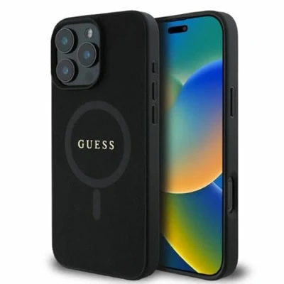 Immagine di CG Mobile Guess GUHMP16LPSAHMCK Custodia rigida per iPhone 16 Pro 6,3&quot;, con logo Saffiano Classic, colore: Nero