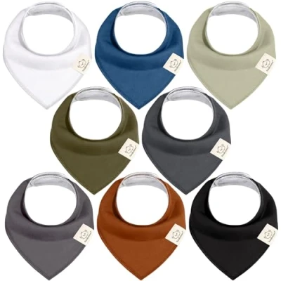 Immagine di KeaBabies Bibbie Bandana Drool Organico Unisex alla Moda Super Assorbente Tething Gentile per Neonati Bib in Cotone Biologico (Basics)