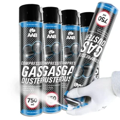 Immagine di AAB Compressed Gas Duster 750ml Spray Congelante per Elettronica, Freddo, Raffreddante Spray, Ghiaccio Istantaneo, Gelo, congelare a 50*C Set di 4 Pezzi