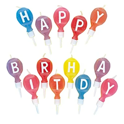 Immagine di Unique Party 71191 Candele Con Lettere Rotonde &quot;Happy Birthday&quot; e Supporto, Set di 13