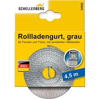 Immagine di Schellenberg 34502 Cinghia per avvolgibile Larghezza 23 mm Lunghezza 4,5 m Grigio