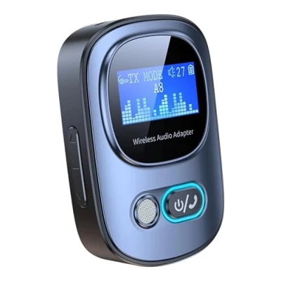 Immagine di Yuattory Trasmettitore e Ricevitore Bluetooth 5.3 Mini Adattatore Audio Wireless Portatile con Display LED per TV/PC/Auto/Stereo Domestico