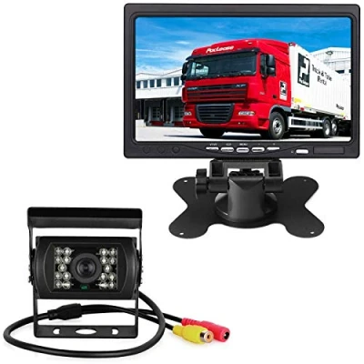 Immagine di Telecamera Retromarcia per Auto，18LED IR Visione Notturna di Impermeabile Infrarossi Con 10M cavo +7&quot;TFT LCD Monitor parcheggio colori Camper/Camionr/Imorchi/Autobus
