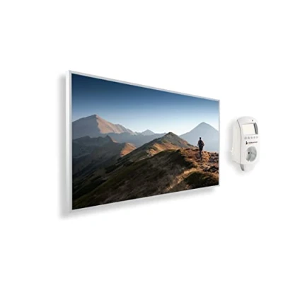 Immagine di Riscaldatore a infrarossi Könighaus 1000 Watt + termostato smart e APP una stufetta elettrica basso consumo Cornice bianca (11. Escursioni)