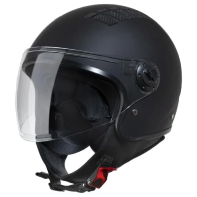 Immagine di VINZ Como casco Jet con visiera certificata ECE 22.06, ideale per scooter e vespa, uomo donna, comodo da moto XS XL, nero opaco