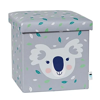 Immagine di LOVE IT STORE Pouf Contenitore Bambini Pieghevole, Tessuto Resistente, Rinforzi in Legno 35x35x35cm, Koala Grigio