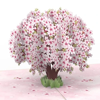 Immagine di papercrush® biglietto pop up con albero di ciliegio in fiore compleanno 3D fiori sakura per moglie, fidanzata e madre auguri fatto a mano il