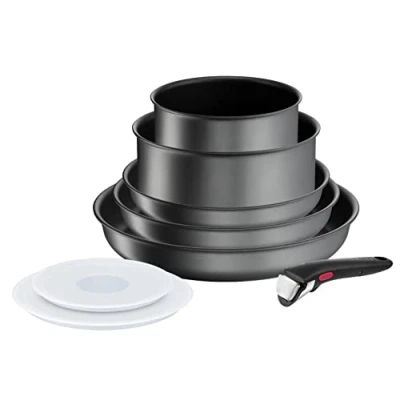 Immagine di Tefal Ingenio Daily Chef ON, set di pentole e padelle, 8 pezzi, impilabili, manico rimovibile, salvaspazio, antiaderenti, a induzione, grigio, L7619202