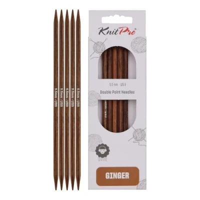 Immagine di KnitPro Ginger Double Pointed Needles 12.5cm x 5.5mm Ended Knitting Pins, Set of 5