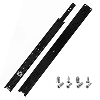 Immagine di HELPMATE Guide per cassetti di colore nero, completamente estraibili, 500 mm, 1 paio 2 pezzi, set estrazioni a sfera da 35 kg, cassetti, in acciaio laccato con materiale fissaggio