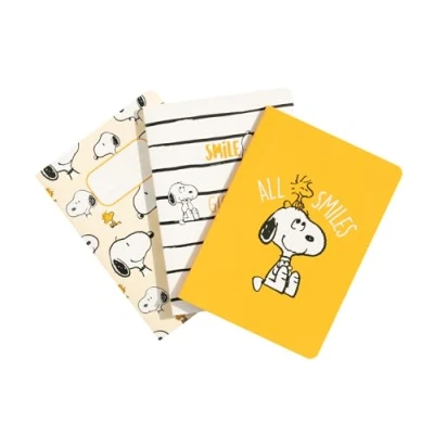 Immagine di Grupo Erik: Set 3 Quaderni A6 Snoopy Pack da personalizzare, Quaderno piccolo con copertina flessibile, carta d&#039;avorio 80g/m², Cancelleria