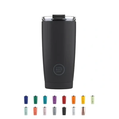 Immagine di Cool Bottles Tumbler Bicchiere Termico in Acciaio Inossidabile 550 ml Mono Black Tazza da Caffè Coperchio Ermetico Bevande Fredde 10 ore e Calde 5 Finitura Antimacchia