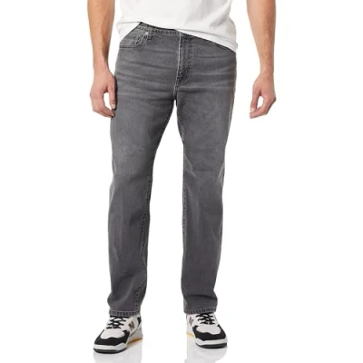 Immagine di Amazon Essentials Jeans Elasticizzati con Taglio Dritto Uomo, Grigio Slavato, 42W / 34L