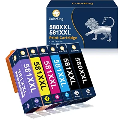 Immagine di ColorKing PGI 580XXL CLI 581XXL Compatibile per Canon 580 581 Cartucce d&#039;inchiostro Pixma TS8350 TS8150 TS8151 TS8152 TS8250 TS8251 TS8252 TS8351 TS8352 TS9150 TS9155 (Includere Foto Blu)