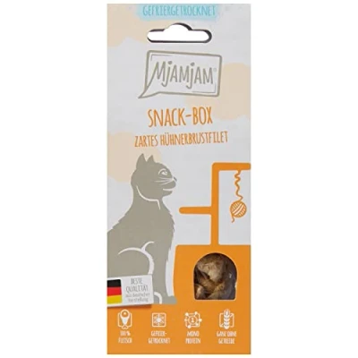Immagine di MjAMjAM Snackbox per Gatti, Tenero Filetto di Petto Pollo, Genuino 40 g