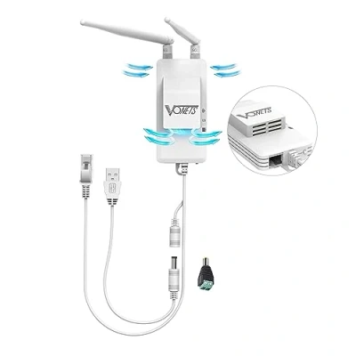 Immagine di VONETS VAP11S 5G Ripetitore industriale WiFi da 5 GHz con Splitter Ethernet, RJ45 1 maschio a 2 prese LAN Cat5 Ethernet Esclusivo Bridge ventola