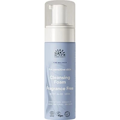 Immagine di Schiuma detergente Urtekram; non contiene fragranze ed è a base di aloe vera, idratante per pelli sensibili Find Balance vegana e naturale, 150 ml