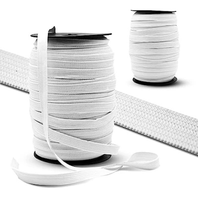 Immagine di DOJA Barcelona Elastico per Cucito 50m 10mm Bianco Filo Cucire Poliestere e Gomma Elastici da Rotolo Piatto Pantaloni, Stoffa, Mutande, Maglia, Gonna