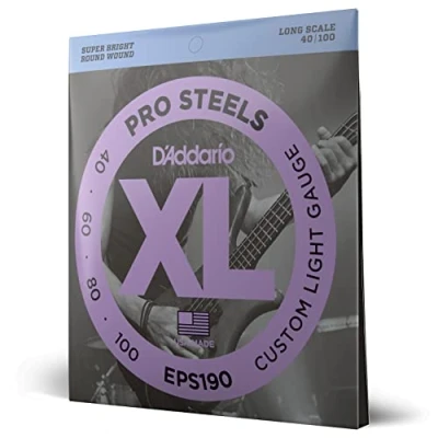 Immagine di Corde D’Addario EPS190 ProSteels per basso, Custom Light, 40 100, Long Scale