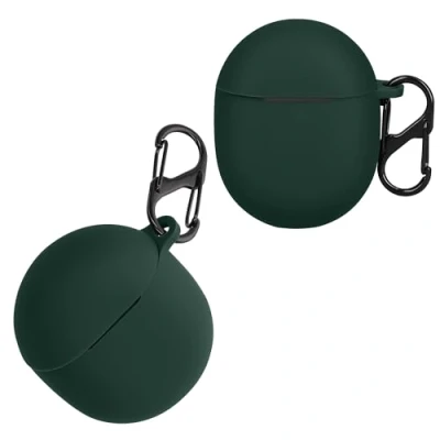 Immagine di kwmobile Custodia Silicone Cuffie Compatibile con Google Pixel Buds Pro Cover Porta Auricolari Moschettone Case verde scuro