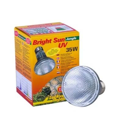 Immagine di Lucky Reptile Bright UV Jungle Lampada a vapori Metallici 35 W per portalampada E27 da terrario con Spettro di Luce Diurna Termica Raggi UVA e UVB Rettili Tropicali