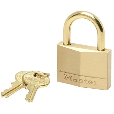 Immagine di Master Lock 645EURD Lucchetto a Chiavi con Corpo e Archetto in Ottone Massiccio, Oro, 6.2 x 4.4 1.3 cm