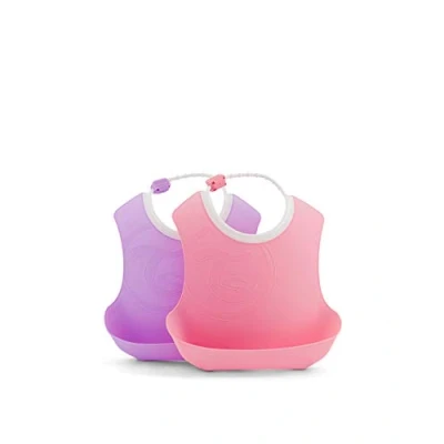 Immagine di Twistshake Set di 2 Bavaglini Plastica per Bambini 4+ mesi Rosa/Viola