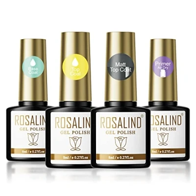 Immagine di ROSALIND Base e Top Coat Semipermanente Smalto Primer Gel Matt 8ml Per Le Decorazioni UV LED Unghie 4pcs